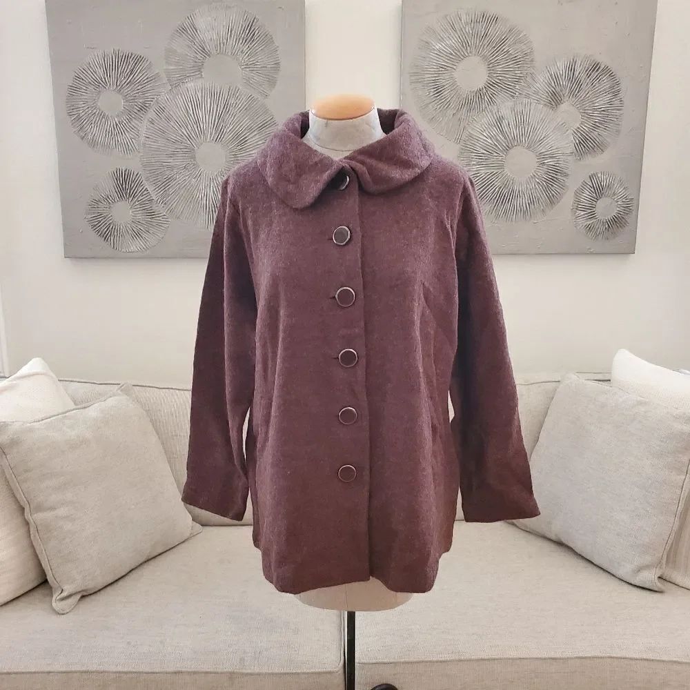 NEW! Talbots Wool Peter Pan Collar Brown Jacket
